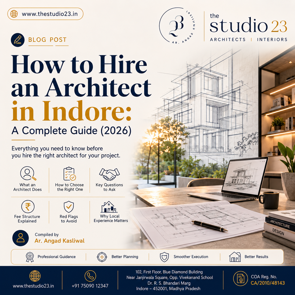 How to hire an architect in Indore: complete guide by Studio23 covering COA registration, fees, and process